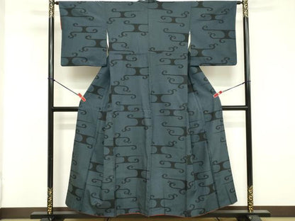 平和屋着物■上質な紬　120亀甲　唐草文様　正絹　逸品　DABE7990cd