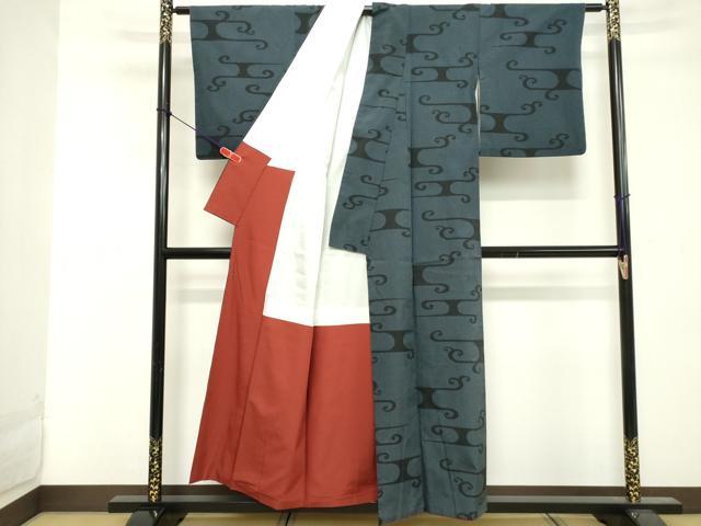 平和屋着物■上質な紬　120亀甲　唐草文様　正絹　逸品　DABE7990cd