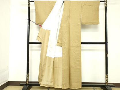 平和屋着物■上質な色無地 芥子色 正絹 逸品 DABE7992cd