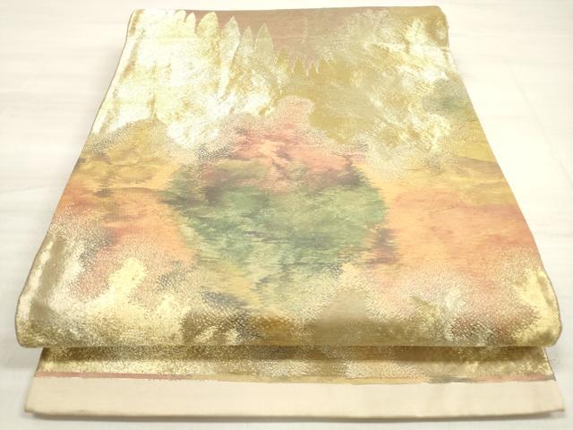 平和屋着物◎六通柄袋帯　樹林文　金糸　正絹　逸品　DABE8004xg