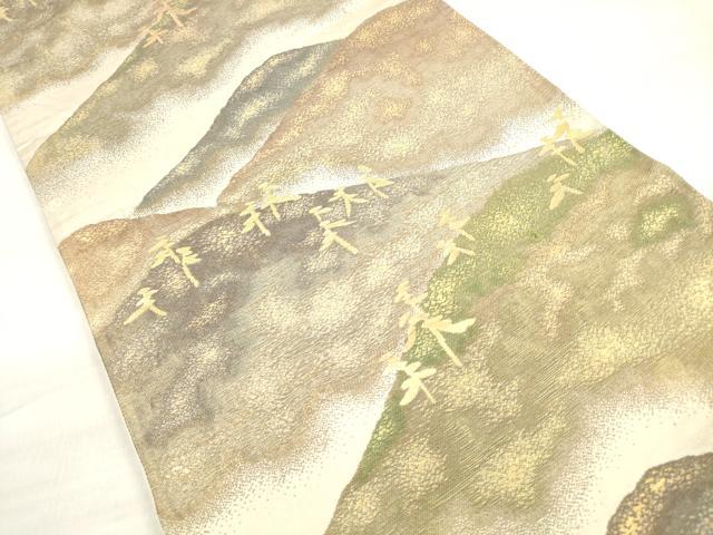 平和屋着物◎六通柄袋帯　遠山文　金糸　正絹　逸品　DABE8005xg