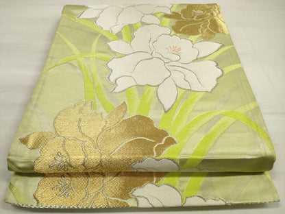 平和屋着物◎六通柄袋帯　唐織　草花文　蘭　正絹　逸品　DABE8013xg