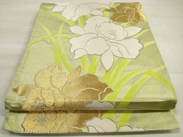 平和屋着物◎六通柄袋帯　唐織　草花文　蘭　正絹　逸品　DABE8013xg