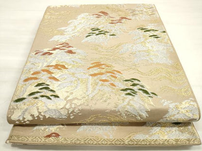 平和屋着物◎六通柄袋帯　立波松文　金銀糸　正絹　逸品　DABE8015xg