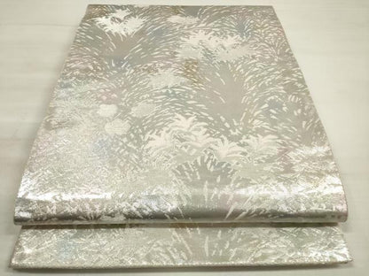 平和屋着物◎西陣 服部織物謹製 六通柄袋帯 草葉文 こはく錦 金銀糸 正絹 逸品 DABE8020xg