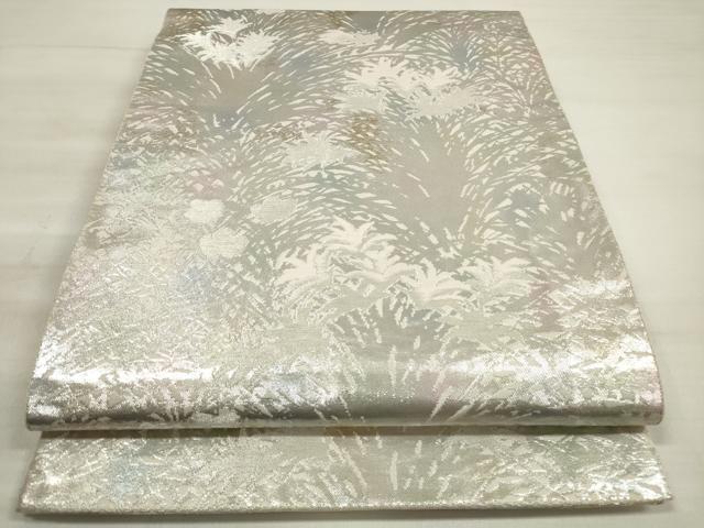 平和屋着物◎西陣 服部織物謹製 六通柄袋帯 草葉文 こはく錦 金銀糸 正絹 逸品 DABE8020xg
