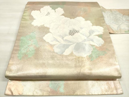 平和屋着物◎九寸名古屋帯 唐織 牡丹 金銀糸 正絹 逸品 DABE8022xg