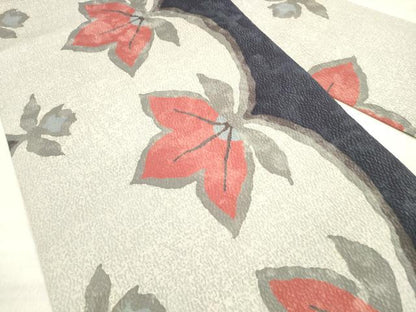 平和屋着物◎九寸名古屋帯 ふくれ織 草花文 正絹 逸品 DABE8023xg