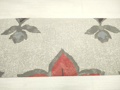 平和屋着物◎九寸名古屋帯 ふくれ織 草花文 正絹 逸品 DABE8023xg