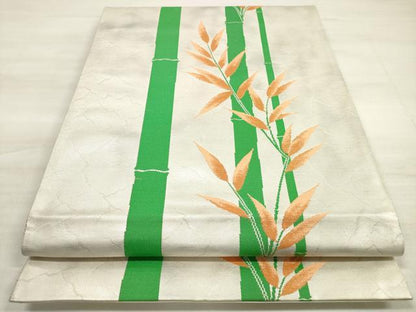 平和屋着物◎六通柄袋帯　笹竹文　金銀糸　正絹　逸品　DABE8052xg