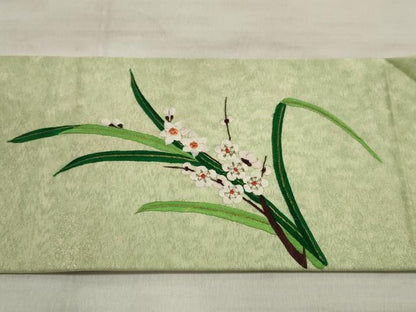 平和屋着物◎九寸名古屋帯 総刺繍 駒刺繍 草花文 金糸 正絹 逸品 DABE8087xg