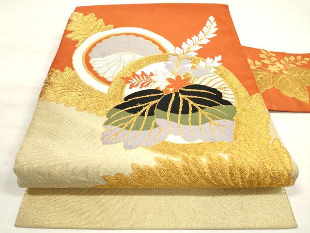 平和屋着物◎綴れ 八寸名古屋帯 草花文 金糸 正絹 逸品 DABE8089xg