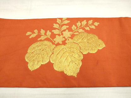 平和屋着物◎綴れ 八寸名古屋帯 草花文 金糸 正絹 逸品 DABE8089xg