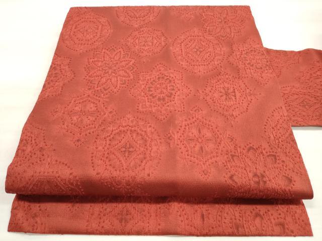 平和屋着物◎九寸袋帯　正倉院花文　正絹　逸品　DABE8091xg