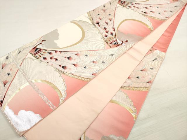平和屋着物◎六通柄袋帯　唐織　鳳凰花文　きぬがさ　金銀糸　正絹　逸品　DABE8108xg