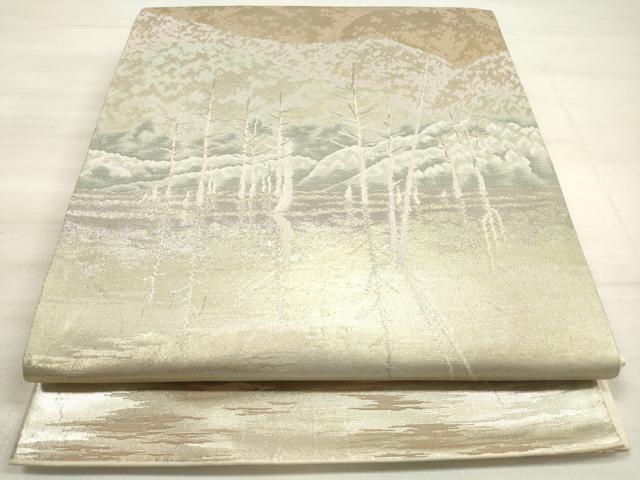 平和屋着物◎六通柄袋帯　上高地　金銀糸　正絹　逸品　DABE8115xg