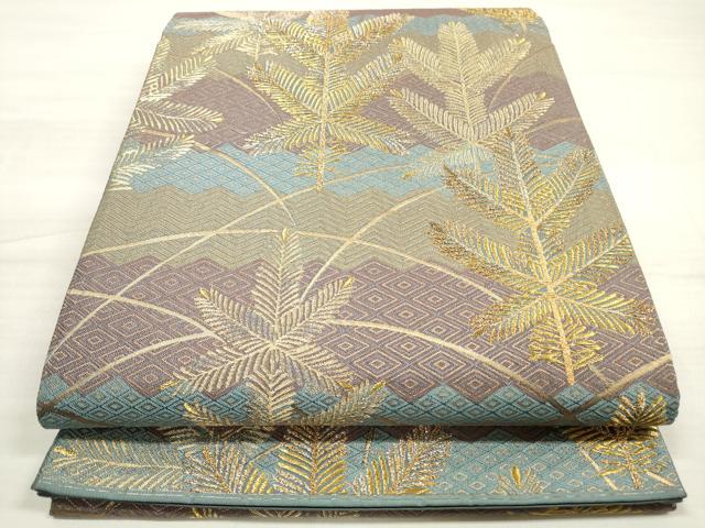 平和屋着物◎六通柄袋帯 松葉文 金銀糸 正絹 逸品 DABE8125xg