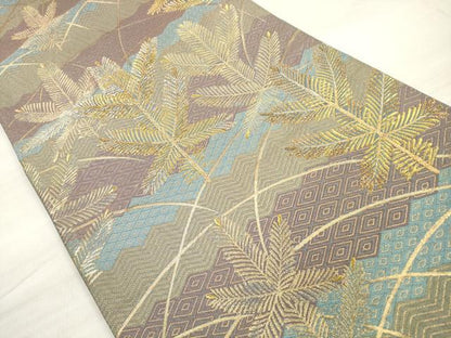 平和屋着物◎六通柄袋帯 松葉文 金銀糸 正絹 逸品 DABE8125xg