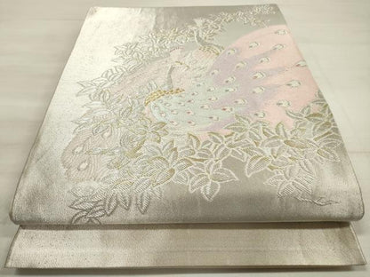 平和屋着物◎六通柄袋帯 唐織 孔雀文 金銀糸 正絹 逸品 DABE8137xg