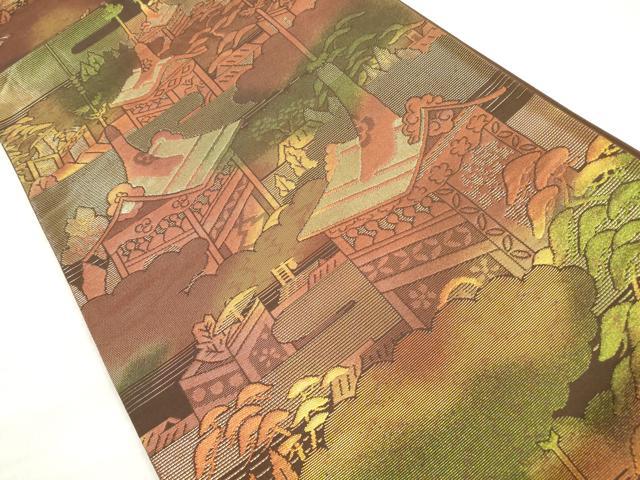 平和屋着物◎六通柄袋帯　風景文　山車　金糸　正絹　逸品　DABE8143xg