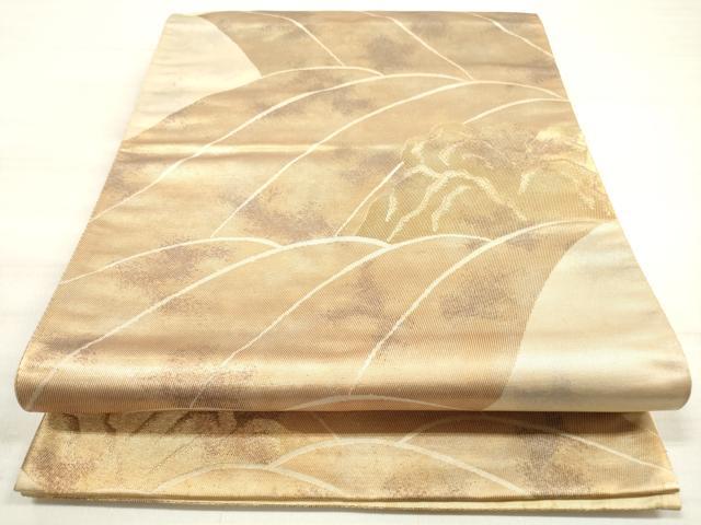 平和屋着物◎六通柄袋帯 立波文 金糸 正絹 逸品 DABE8144xg