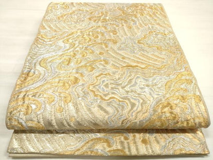 平和屋着物◎六通柄　京袋帯　立波文　金銀糸　正絹　逸品　DABE8151xg
