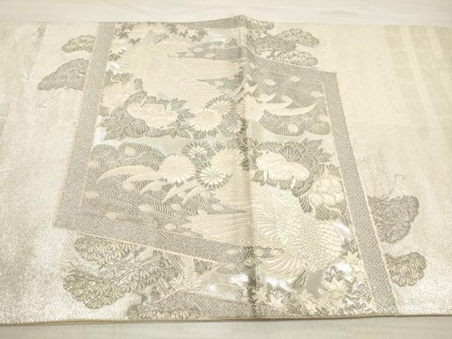平和屋着物◎太鼓柄袋帯 唐織 王朝屏風小袖文様 プラチナ箔 正絹 逸品 DABE8159xg