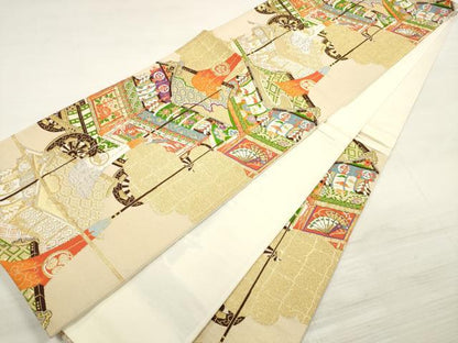 平和屋着物◎六通柄袋帯 唐織 山車 金銀糸 正絹 逸品 DABE8160xg