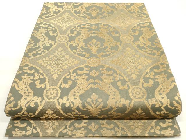 平和屋着物◎六通柄袋帯 動物花丸文 金糸 正絹 逸品 DABE8162xg