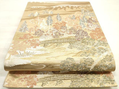 平和屋着物◎六通柄袋帯　京仙水　風景文　金銀糸　正絹　逸品　DABE8176xg
