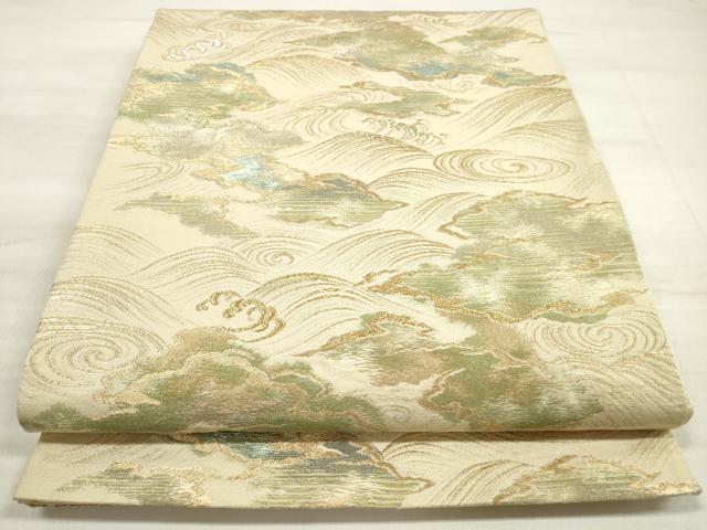 平和屋着物◎六通柄　京本袋帯　立波文　金銀糸　正絹　逸品　DABE8189xg