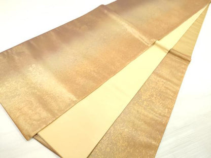 平和屋着物◎六通柄袋帯　霞文　金糸　引箔　正絹　逸品　DABE8201xg