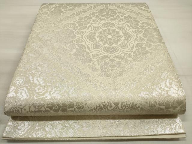 平和屋着物◎六通柄袋帯　錦織　正倉院花文　純銀箔　正絹　逸品　DABE8222xg