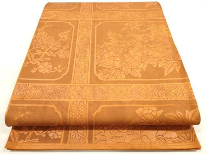 平和屋着物◎六通柄袋帯　天井草花文　正絹　逸品　DABE8231xg