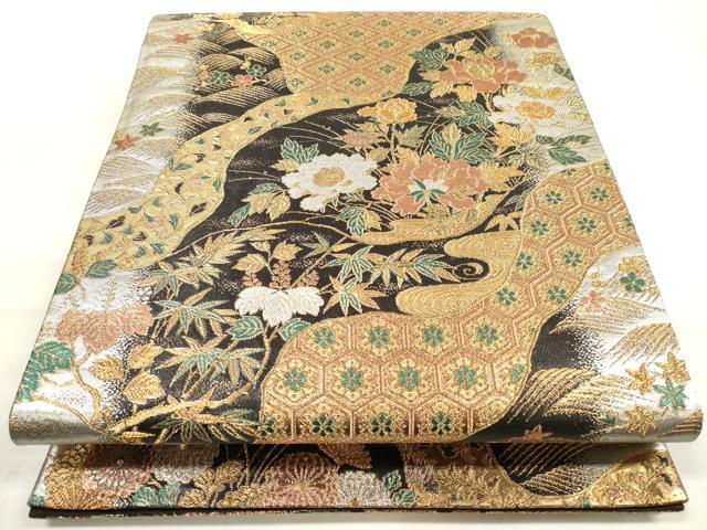 平和屋着物◎六通柄袋帯 道長草花文 金銀糸 鈴乃屋扱い 正絹 逸品 DABE8253xg