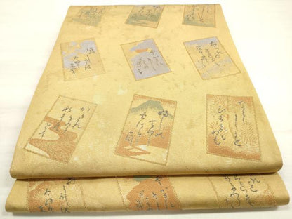 平和屋着物◎京の名門・菱屋六右ェ門 西陣 高垣織物謹製 六通柄袋帯 かるた 金糸 証紙付き 正絹 逸品 DABE8256xg