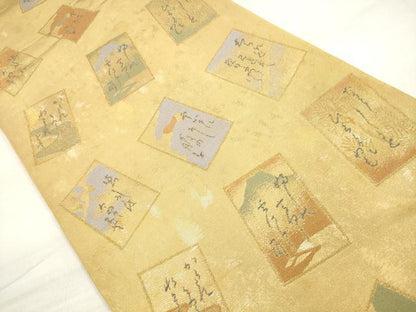 平和屋着物◎京の名門・菱屋六右ェ門 西陣 高垣織物謹製 六通柄袋帯 かるた 金糸 証紙付き 正絹 逸品 DABE8256xg