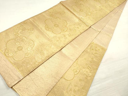 平和屋着物◎佐賀錦 六通柄袋帯 吉祥花蝶文 金糸 正絹 逸品 DABE8276xg