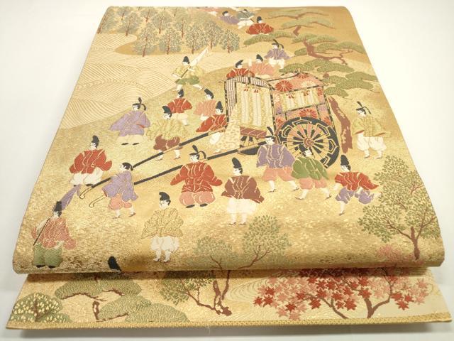 平和屋着物◎六通柄袋帯 時代屏風絵 金糸 正絹 逸品 DABE8302xg