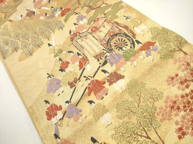 平和屋着物◎六通柄袋帯 時代屏風絵 金糸 正絹 逸品 DABE8302xg