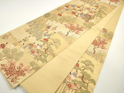 平和屋着物◎六通柄袋帯 時代屏風絵 金糸 正絹 逸品 DABE8302xg