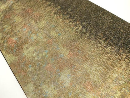 平和屋着物◎六通柄袋帯 霞文 金糸 引箔 正絹 逸品 DABE8307xg