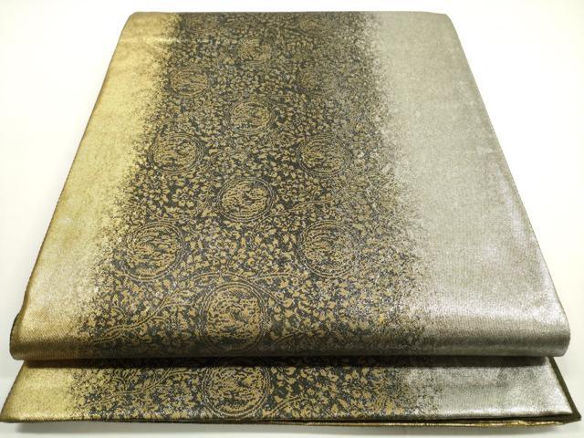 平和屋着物◎両面 六通柄袋帯 作家物 霞草花文 金銀糸 正絹 逸品 DABE8309xg