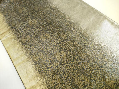 平和屋着物◎両面 六通柄袋帯 作家物 霞草花文 金銀糸 正絹 逸品 DABE8309xg