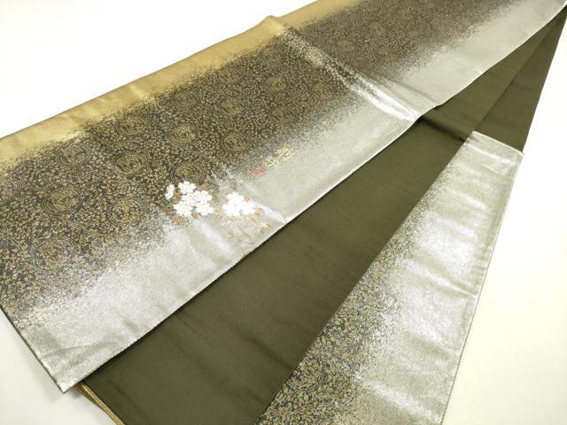 平和屋着物◎両面 六通柄袋帯 作家物 霞草花文 金銀糸 正絹 逸品 DABE8309xg