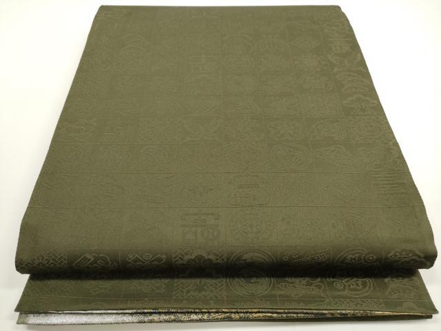 平和屋着物◎両面 六通柄袋帯 作家物 霞草花文 金銀糸 正絹 逸品 DABE8309xg