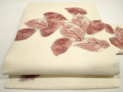平和屋着物◎九寸名古屋帯　舞葉文　正絹　逸品　DABE8323xg