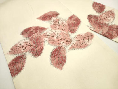 平和屋着物◎九寸名古屋帯　舞葉文　正絹　逸品　DABE8323xg