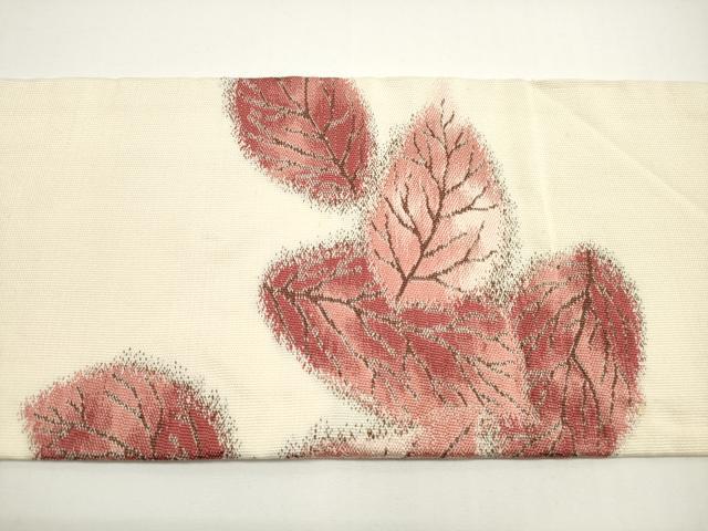 平和屋着物◎九寸名古屋帯　舞葉文　正絹　逸品　DABE8323xg