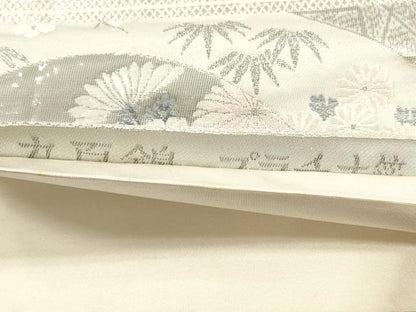 平和屋着物◎六通柄袋帯　唐織　孔雀花丸文　九百錦　プラチナ箔　正絹　逸品　DABE8324xg